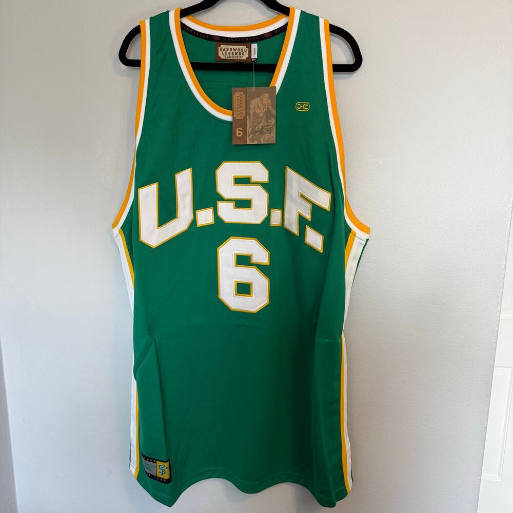 Bill Russell USF Dons Jersey 3XL XXL Green #6 Hardwood Legends Celtics NCAA NWT